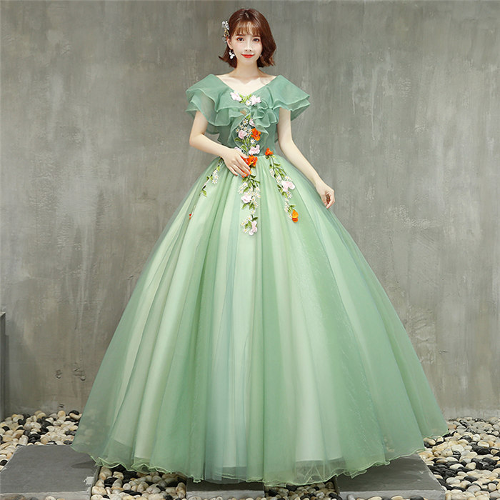 楽天市場】グリーン カラードレス 二次会ドレス パーティードレス