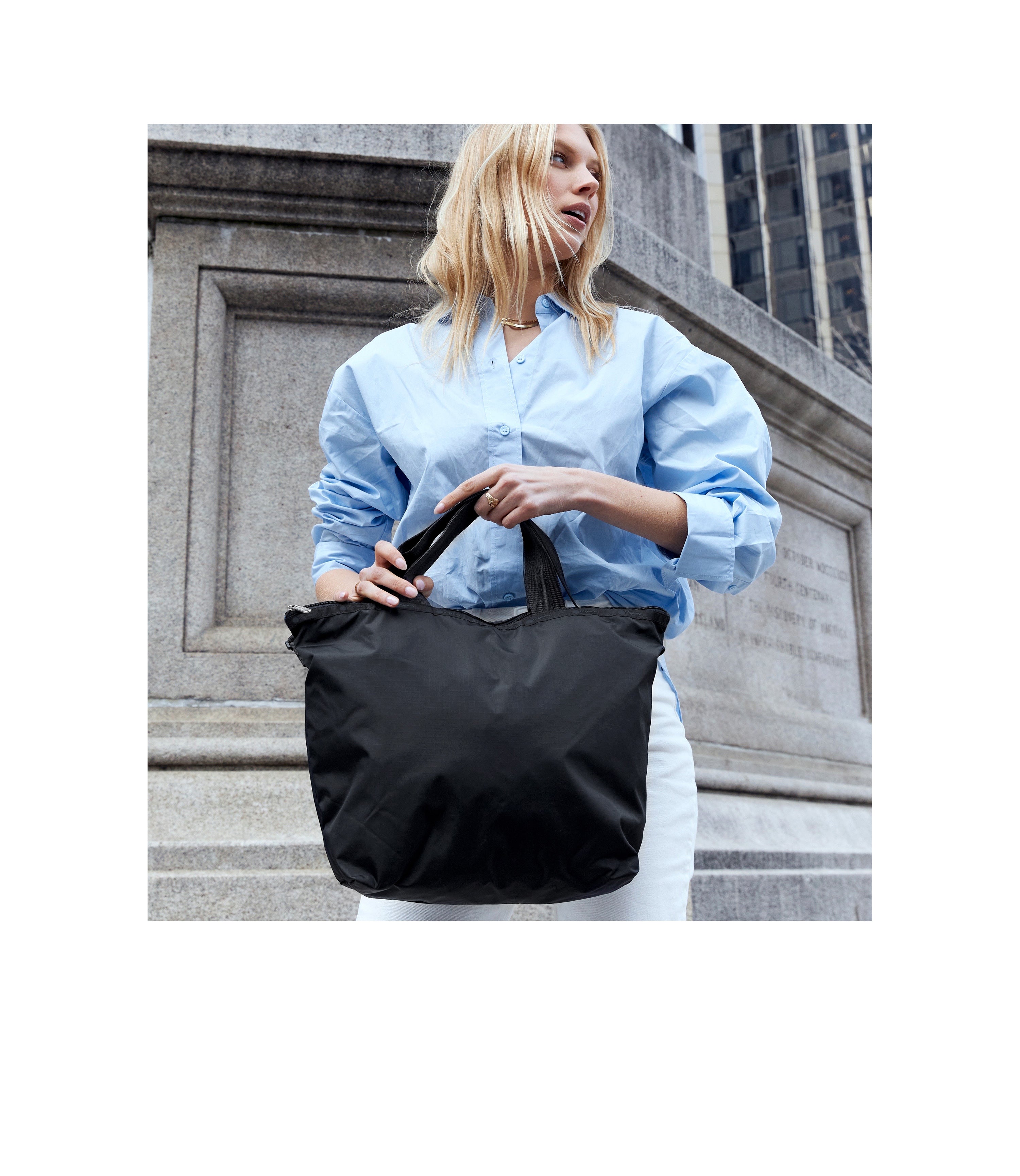 Solid Black Black Deluxe Carry-On Tote Bag | LeSportsac