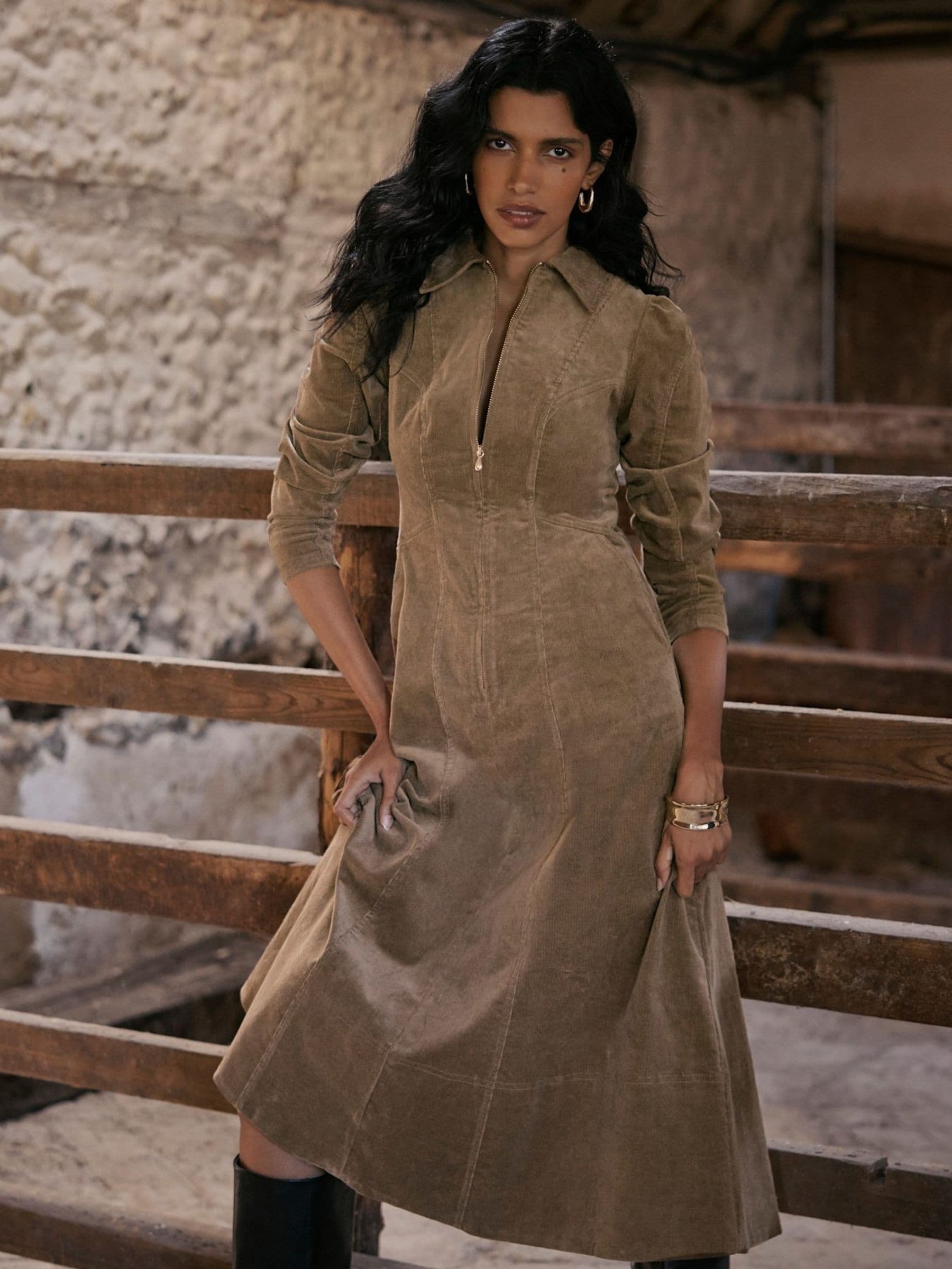 Buy Mint Velvet Brown Corduroy Midi Dress from Next Australia