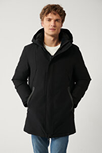 Avva Erkek Siyah Kaban Kaz Tüyü Su Itici Rüzgar Geçirmez