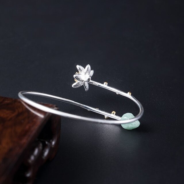 受注制作＞蓮の花のバングル 花 シルバー B026 | iichi 日々の暮らしを