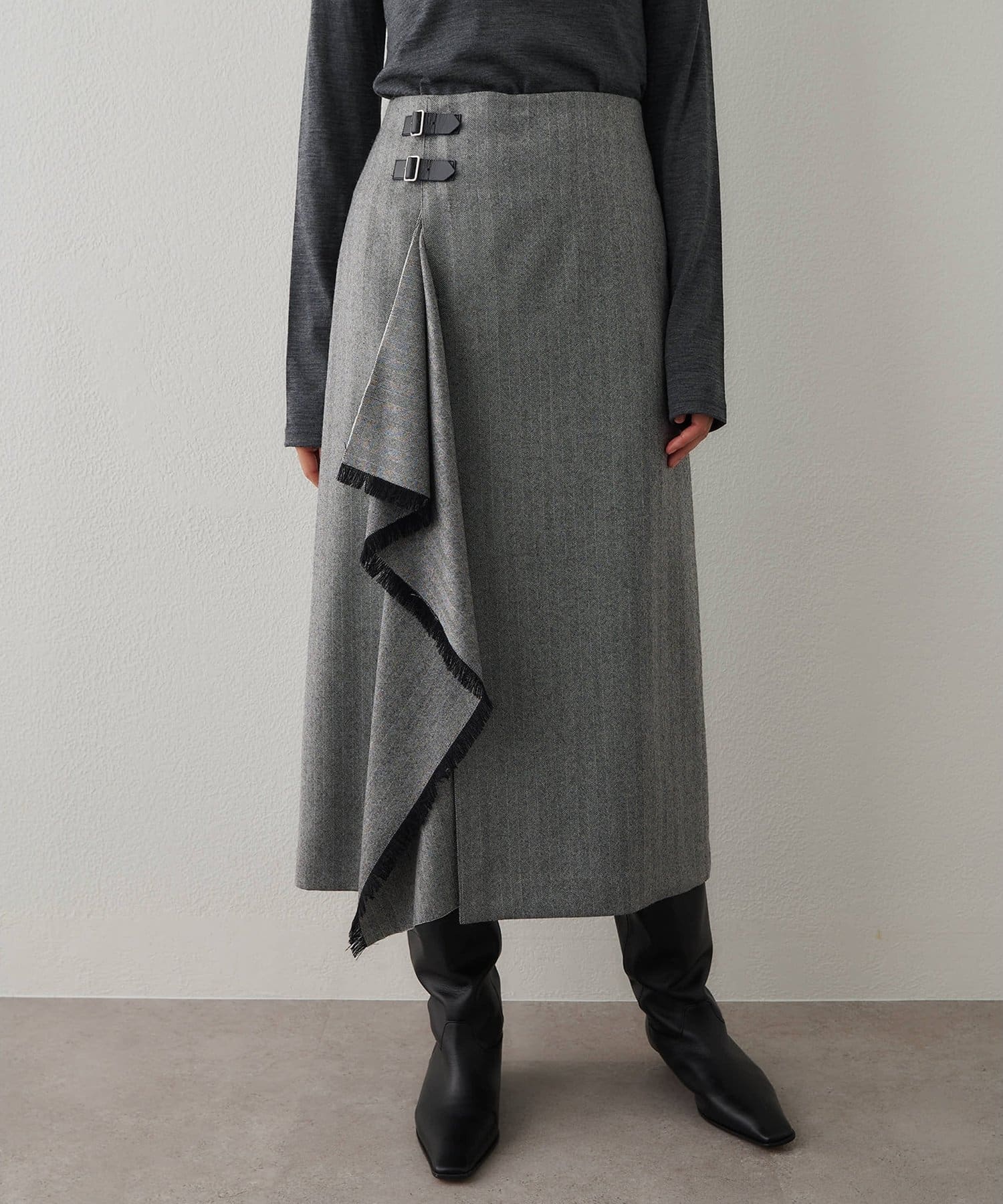 チェックフリンジスカート | Whim Gazette(ウィム ガゼット)レディース