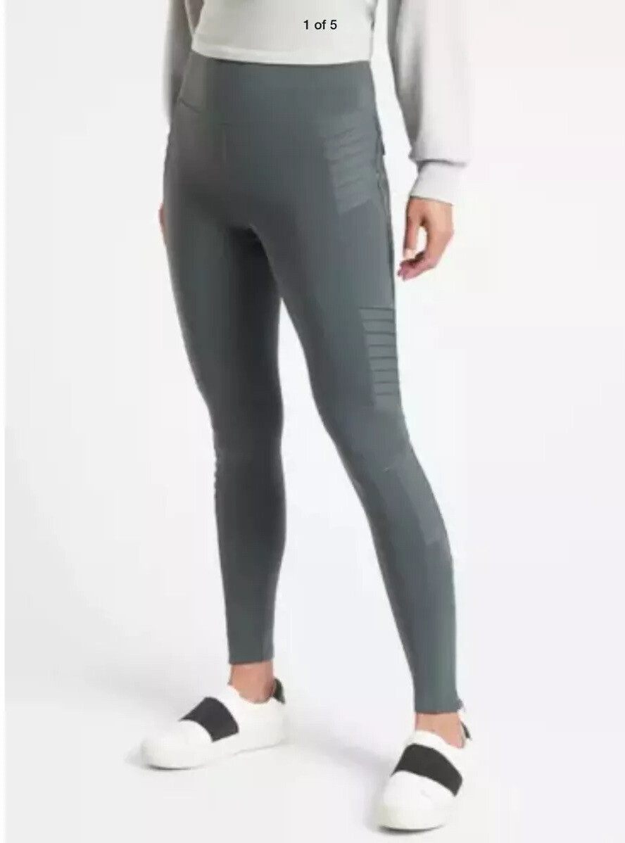 NWOT Athleta Delancey Moto Tight XS Anthracite Grey Street Legging
