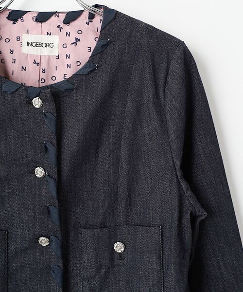 セール】 デニムノーカラージャケット （Gジャン・デニムジャケット