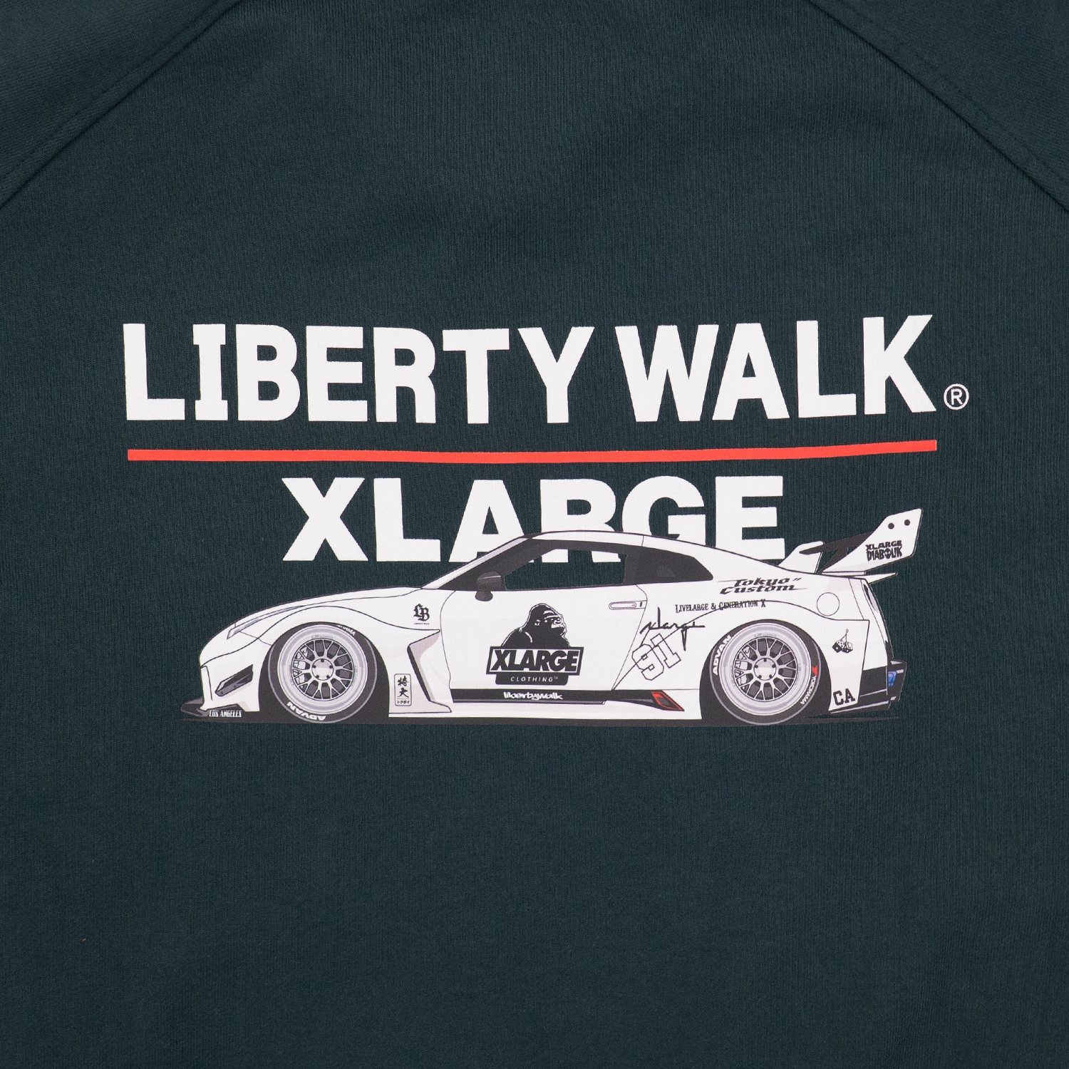LIBERTY WALK×XLARGE HALF ZIP SWEATSHIRTS GREEN - LB-ONLINE STORE