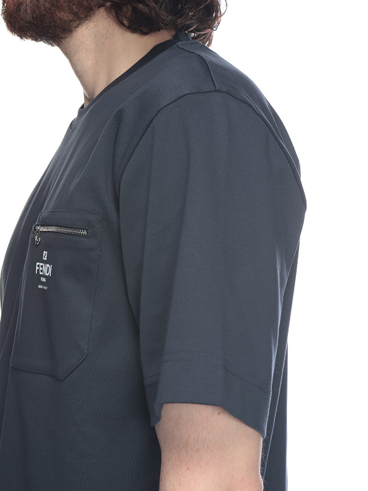 FENDI (フェンディ) ジップポケット クルーネック 半袖 Tシャツ メンズ
