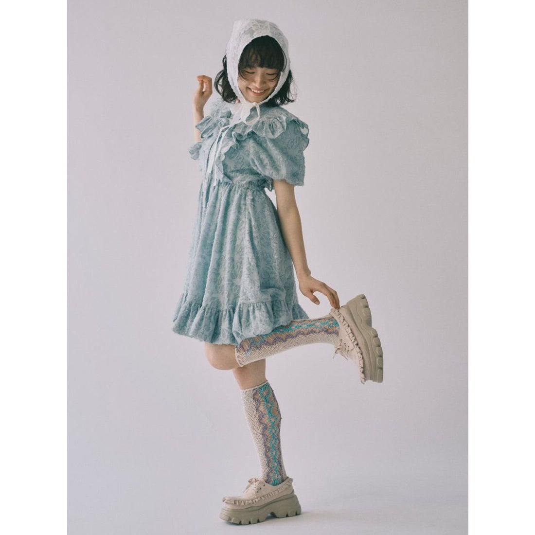 メリージェニー merry jenny ジャガードフレアミニワンピース