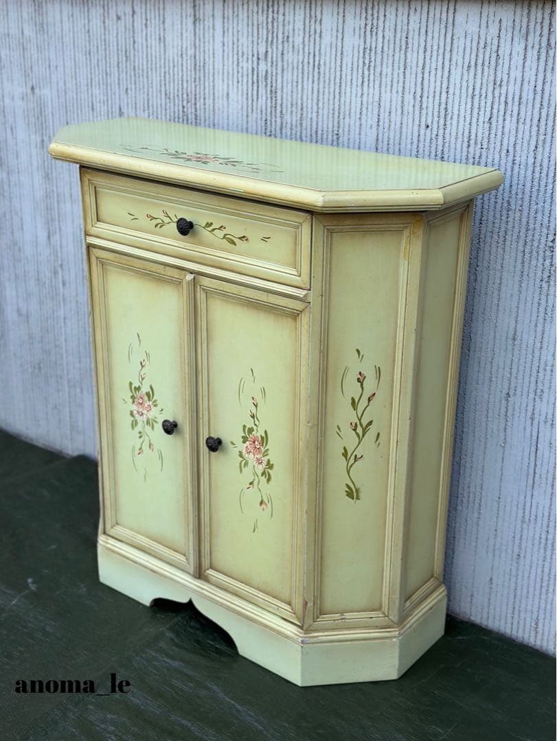 【コンソール】木製　トールペイント　シャビーシック　花台　飾り台　アンティーク◎ コンソール マホガニー 花台 無垢材 木製 アンティーク 天然木