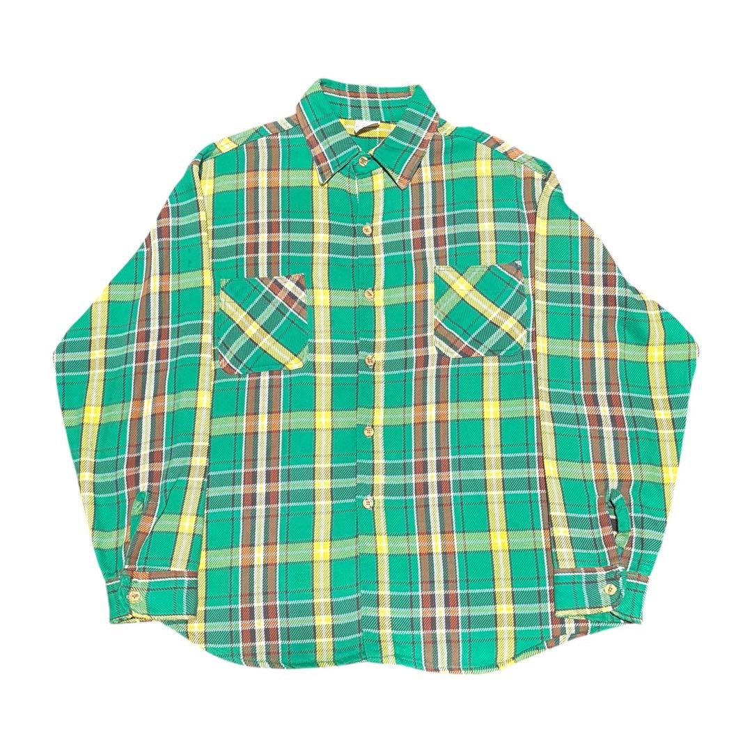 70s BIG MAC ビッグマック ネルシャツ 単色タグ ヘビネル XL 70's BIGMAC Check Nel Shirt BROWN×WHITE/XL 70年代 ビッグマック