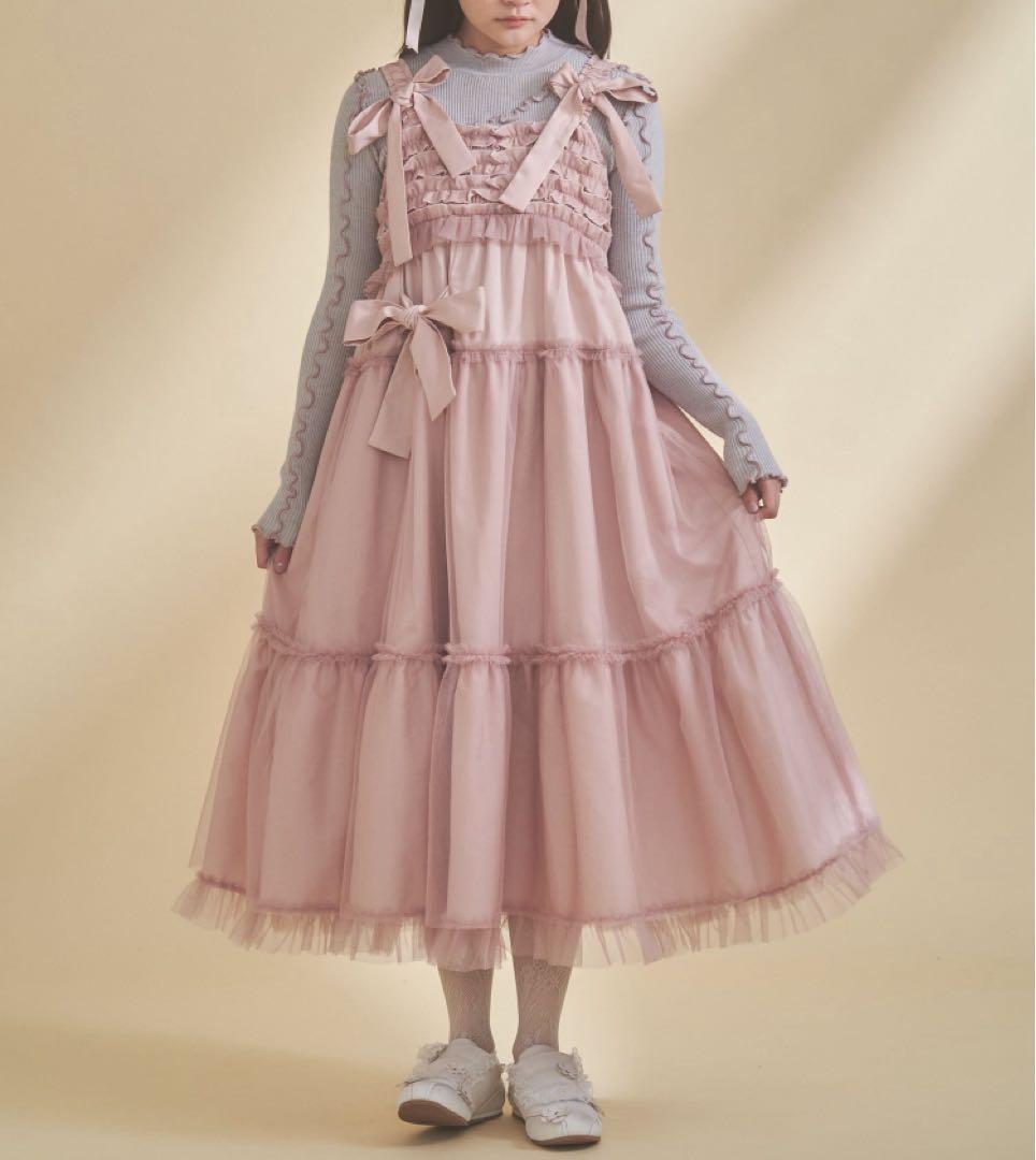 チュールリボンキャミワンピース セール】チュールリボンキャミワンピース（ワンピース）｜merry jenny