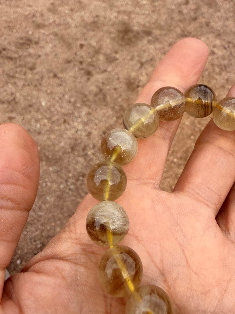 希少◇ブラックファントム入り リビアングラス　11.5mm　ブレスレット