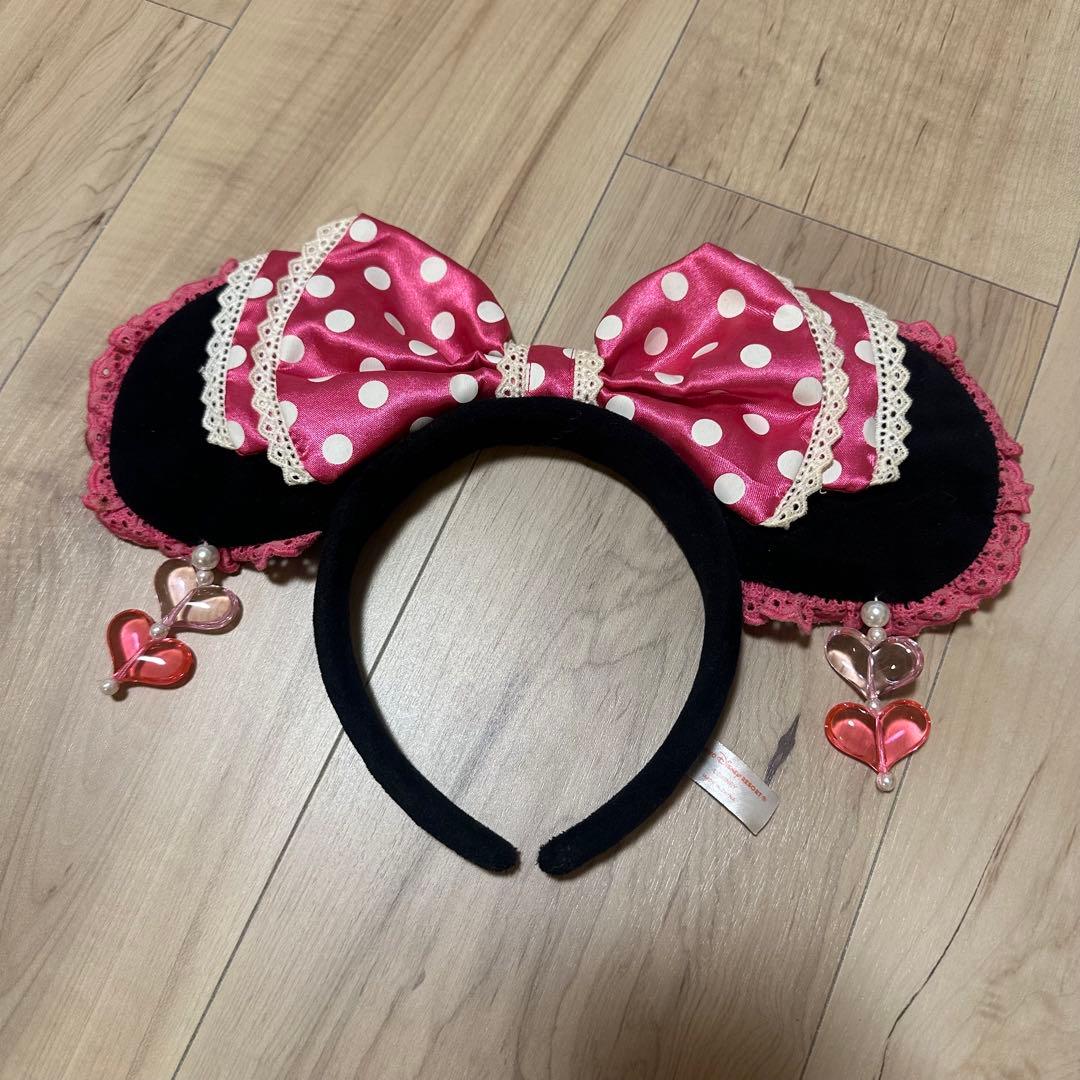 2024年Newモデル ディズニー ミニーカチューシャ 水玉 イヤリング ピンク