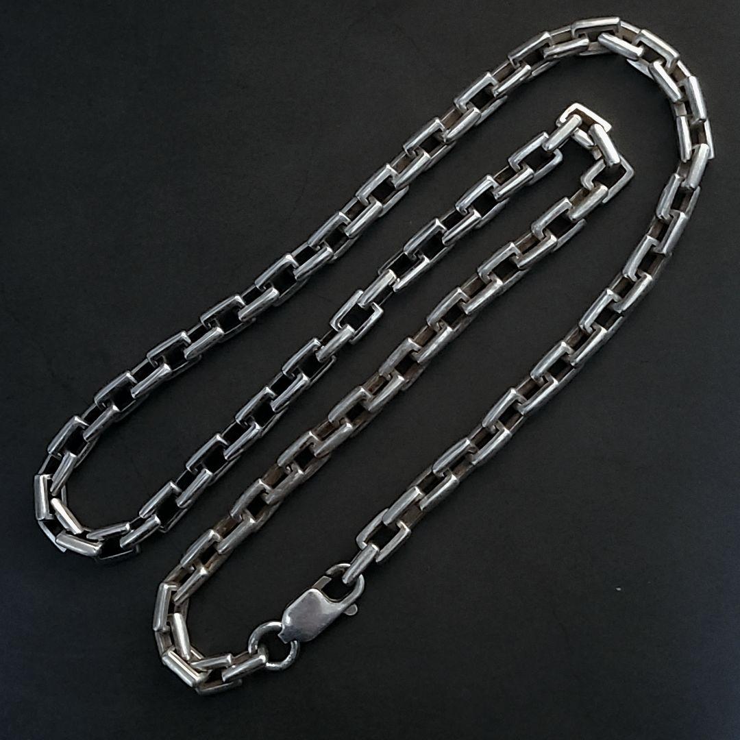 シルバー925 極太あずきチェーン スクエア 全長50cm チェーン幅5.5mm シルバー925 あずきチェーン ネックレス 幅5mm 50cm 4面カット
