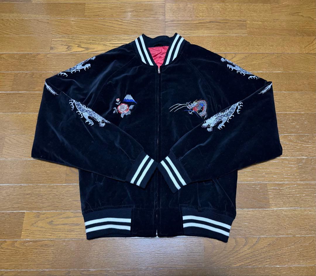 【美品】THIRD ROW 龍 日本 富士山 スカジャン ベロア 別珍 最終値下げ 早い者 激レア 80s-90s ベロア スカジャン 別珍ドラゴン 龍