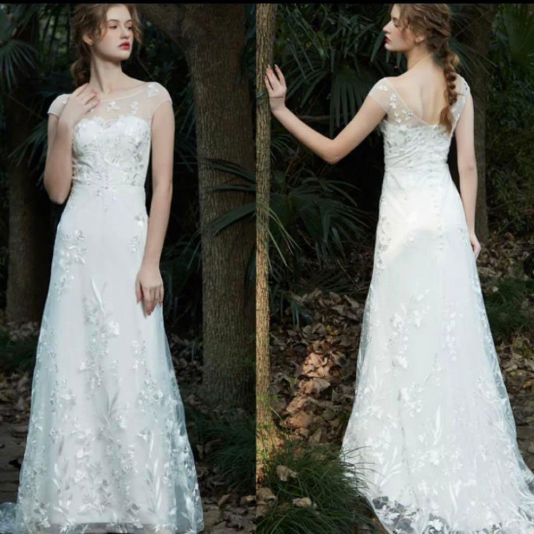 ドレスプロダクション dress production W214 Mサイズ 刺繍レース フレンチスリーブ スレンダードレス（W214）